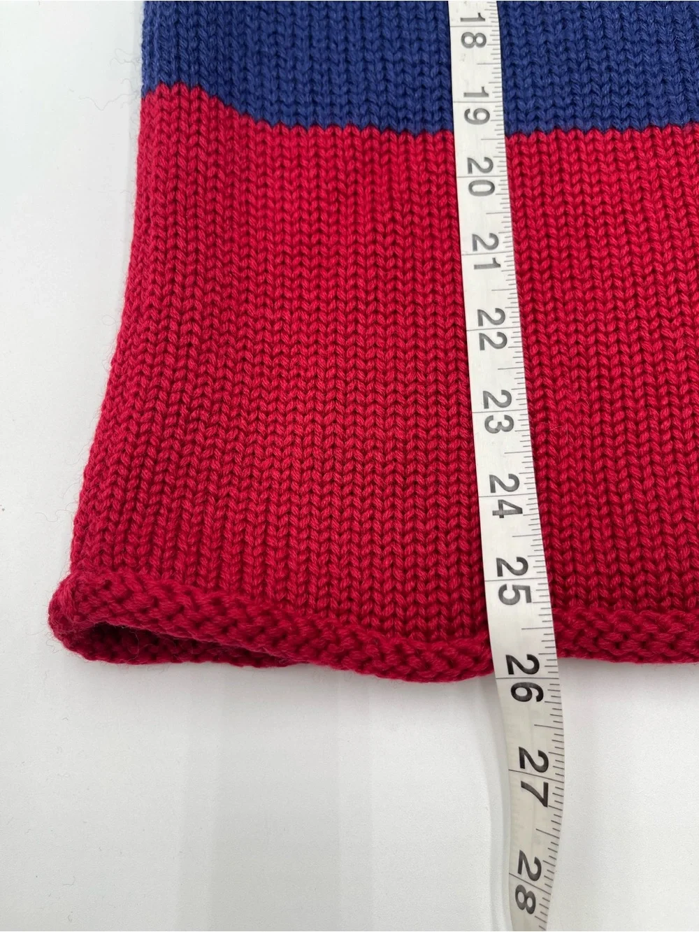 Vtg 90s J. Crew Red Blue Striped Roll Neck Sweater 100% Wool Lightweight Mens L